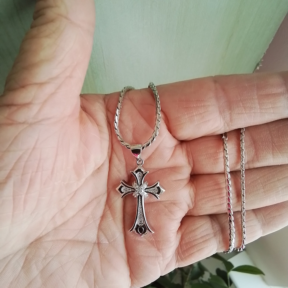 Pretty Bird Silver Cross Necklace - Picture 5 of 5